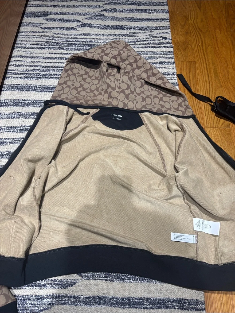 Coach Brown Signature Hooded Vest with Black Trim